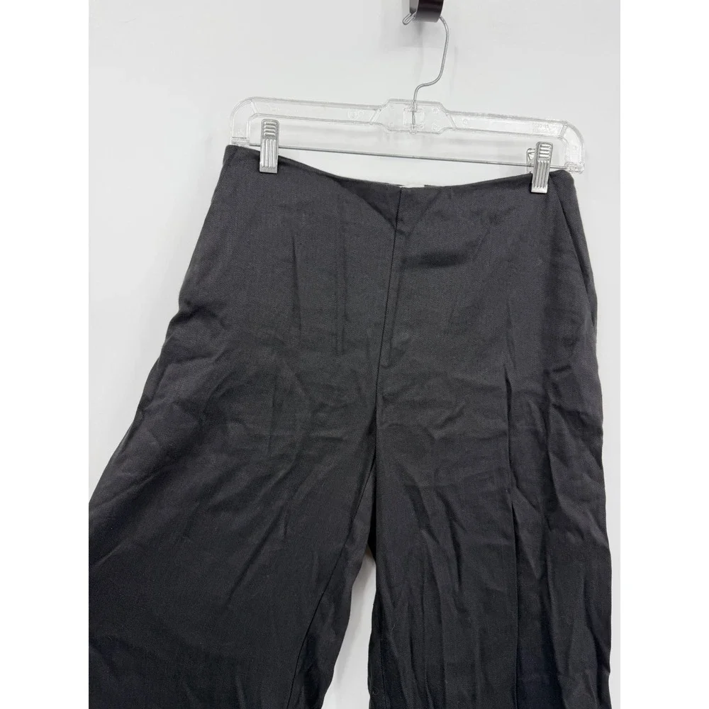 Babaton‎ Aritzia parity Wide Leg Trousers sz 2 Black Linen Blend High Waist